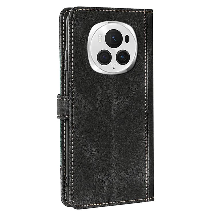 For Honor Magic6 Pro 5G Cell Phone Case Straw Hat Pattern Stand Wallet Leather Cover