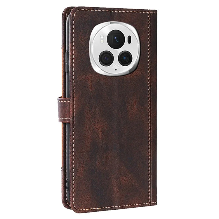 For Honor Magic6 Pro 5G Cell Phone Case Straw Hat Pattern Stand Wallet Leather Cover