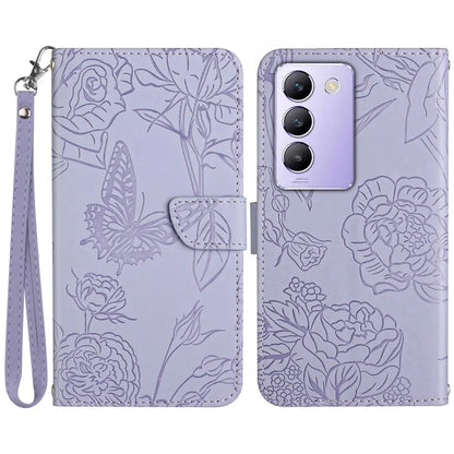 HT03 For vivo Y200e 5G / Y100 5G (Indonesia) / T3 5G (India) / V30 Lite 5G (India) Leather Case Imprinted Phone Cover with Strap