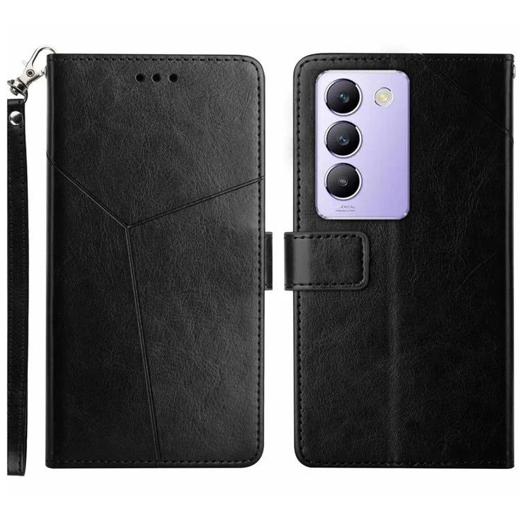 HT01 For vivo Y200e 5G / Y100 5G (Indonesia) / T3 5G Case Y-shaped Lines PU Leather Phone Cover