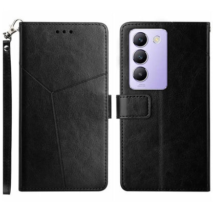 HT01 For vivo Y200e 5G / Y100 5G (Indonesia) / T3 5G Case Y-shaped Lines PU Leather Phone Cover