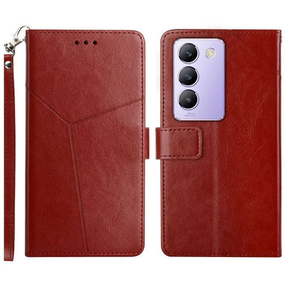 HT01 For vivo Y200e 5G / Y100 5G (Indonesia) / T3 5G Case Y-shaped Lines PU Leather Phone Cover