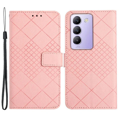 HT06 For vivo Y200e 5G / Y100 5G (Indonesia) / T3 5G Phone Case Rhombus Leather Wallet Cover