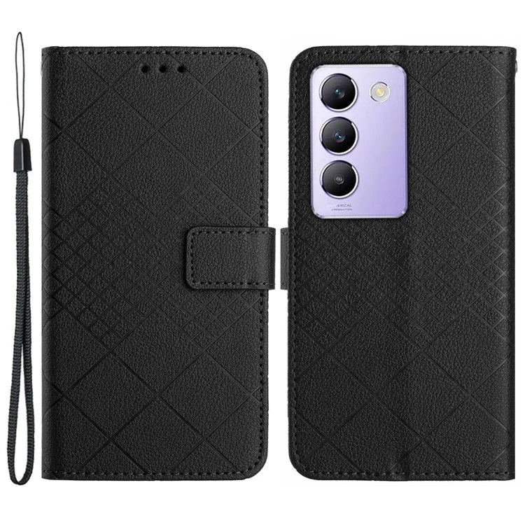 HT06 For vivo Y200e 5G / Y100 5G (Indonesia) / T3 5G Phone Case Rhombus Leather Wallet Cover