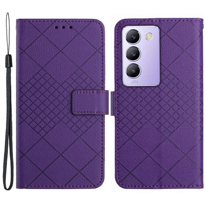 HT06 For vivo Y200e 5G / Y100 5G (Indonesia) / T3 5G Phone Case Rhombus Leather Wallet Cover