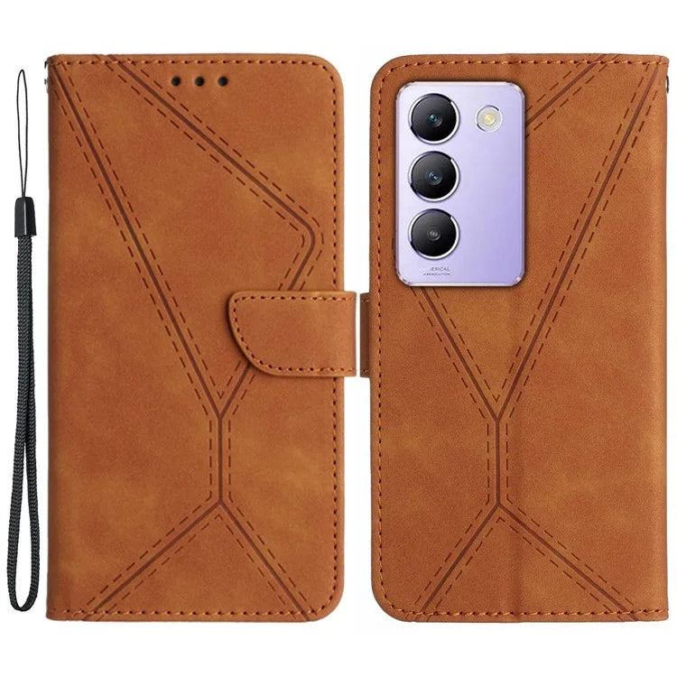 HT05 For vivo Y200e 5G / Y100 5G (Indonesia) / T3 5G (India) / V30 Lite 5G (India) Cell Phone Case Skin-touch Wallet PU Leather Phone Cover