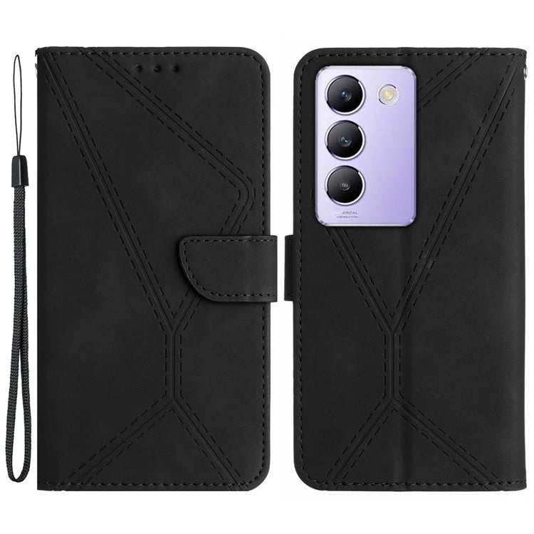 HT05 For vivo Y200e 5G/Y100 5G (Indonesia)/T3 5G (India)/V30 Lite 5G (India) Cell Phone Case Skin-touch Wallet PU Leather Phone Cover