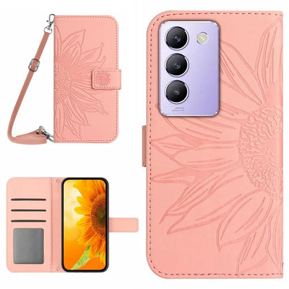 HT04 For vivo Y200e 5G / Y100 5G (Indonesia) / T3 5G (India) / V30 Lite 5G (India) Case Sunflower Pattern Wallet Crossbody Phone Cover
