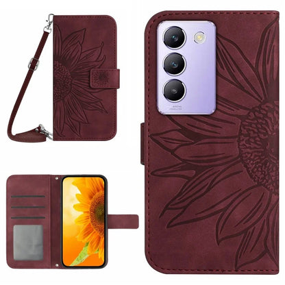 HT04 For vivo Y200e 5G / Y100 5G (Indonesia) / T3 5G (India) / V30 Lite 5G (India) Case Sunflower Pattern Wallet Crossbody Phone Cover