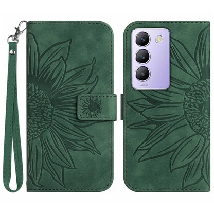HT04 For vivo Y200e 5G / Y100 5G (Indonesia) / T3 5G (India) / V30 Lite 5G (India) Case Sunflower Leather Wallet Stand Phone Cover