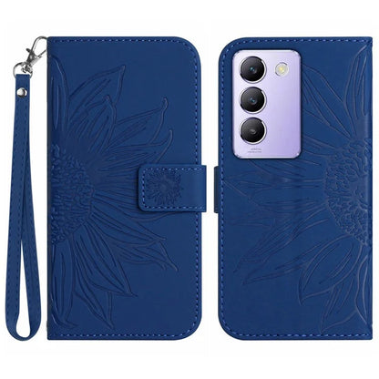 HT04 For vivo Y200e 5G / Y100 5G (Indonesia) / T3 5G (India) / V30 Lite 5G (India) Case Sunflower Leather Wallet Stand Phone Cover