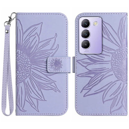 HT04 For vivo Y200e 5G / Y100 5G (Indonesia) / T3 5G (India) / V30 Lite 5G (India) Case Sunflower Leather Wallet Stand Phone Cover
