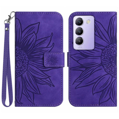 HT04 For vivo Y200e 5G / Y100 5G (Indonesia) / T3 5G (India) / V30 Lite 5G (India) Case Sunflower Leather Wallet Stand Phone Cover