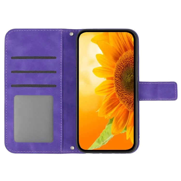 HT04 For vivo Y200e 5G / Y100 5G (Indonesia) / T3 5G (India) / V30 Lite 5G (India) Case Sunflower Leather Wallet Stand Phone Cover
