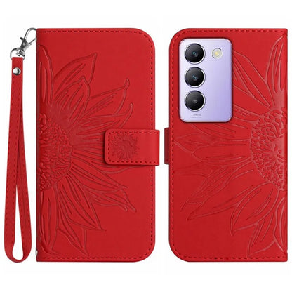HT04 For vivo Y200e 5G / Y100 5G (Indonesia) / T3 5G (India) / V30 Lite 5G (India) Case Sunflower Leather Wallet Stand Phone Cover