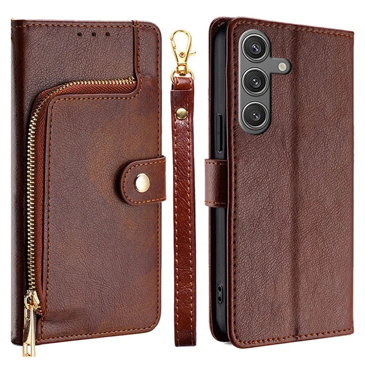 Shockproof Case for Samsung Galaxy S24 Phone Shell Zipper Pocket Wallet Leather Cover