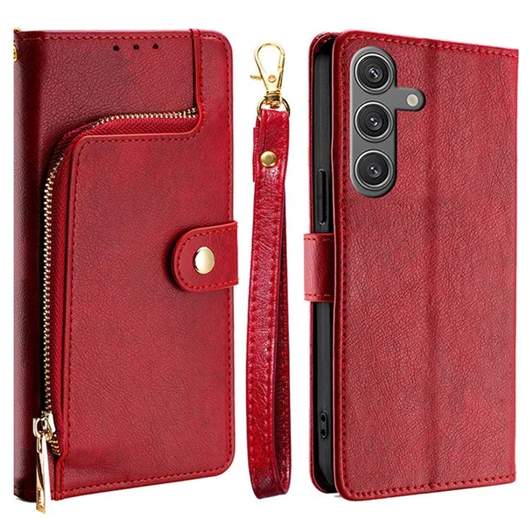 Shockproof Case for Samsung Galaxy S24 Phone Shell Zipper Pocket Wallet Leather Cover