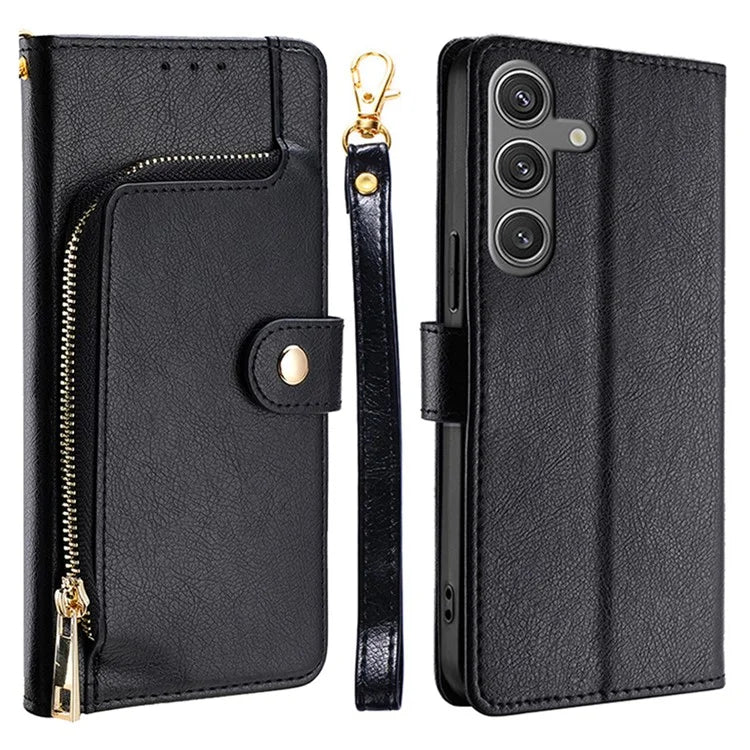 Shockproof Case for Samsung Galaxy S24 Phone Shell Zipper Pocket Wallet Leather Cover
