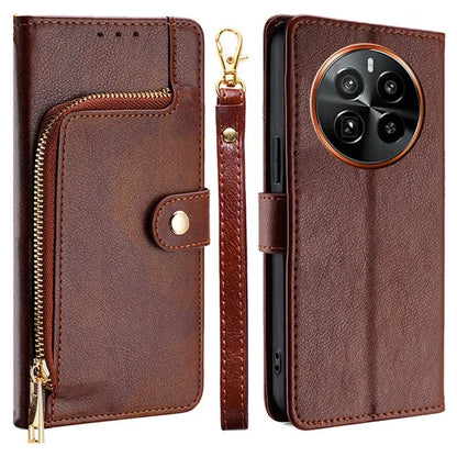 For Realme GT5 Pro 5G Leather Case Zipper Wallet Stand Flip Phone Cover