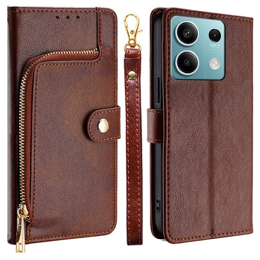 For Xiaomi Redmi Note 13 4G Wallet Case Zipper Pocket Shock-Absorbent Phone Cover