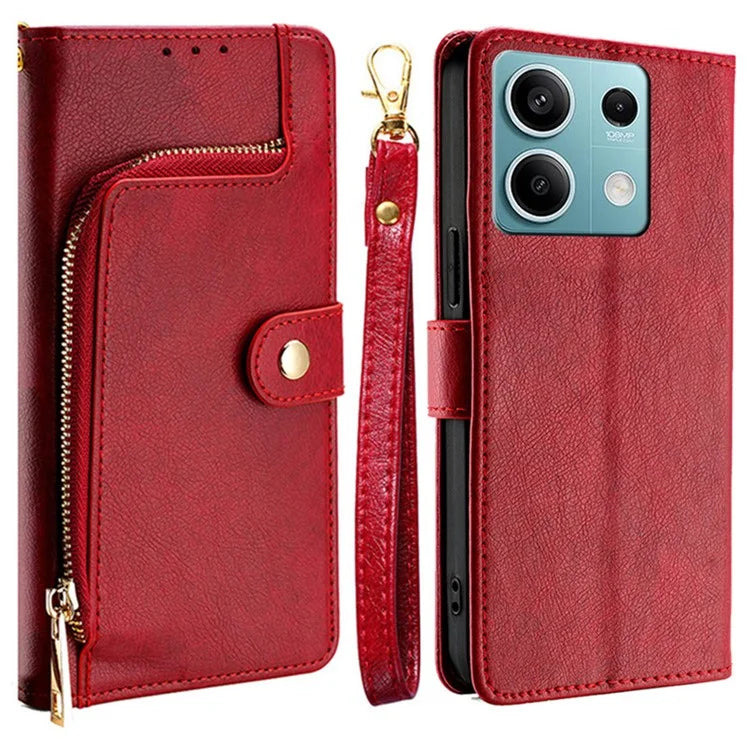 For Xiaomi Redmi Note 13 4G Wallet Case Zipper Pocket Shock-Absorbent Phone Cover