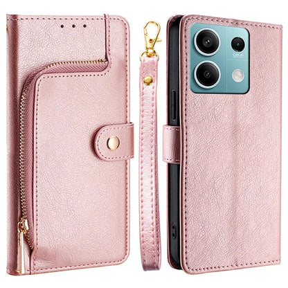 For Xiaomi Redmi Note 13 4G Wallet Case Zipper Pocket Shock-Absorbent Phone Cover