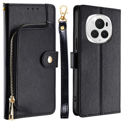 For Honor Magic6 Pro 5G Shockproof Phone Case Zipper Pocket Wallet Leather Cover