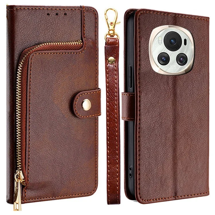 For Honor Magic6 5G Case Zipper Pocket Wallet Leather Phone Cover