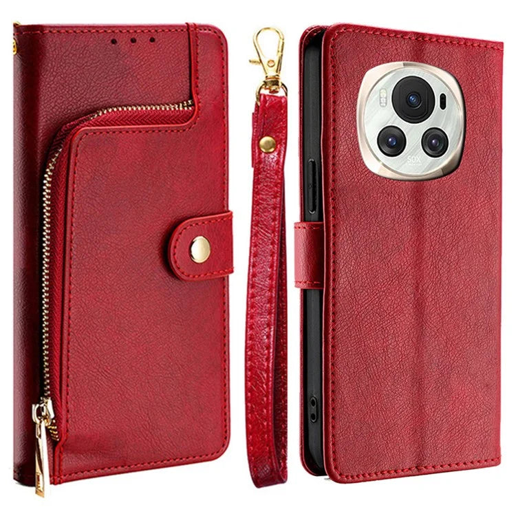 For Honor Magic6 5G Case Zipper Pocket Wallet Leather Phone Cover