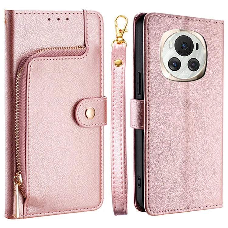 For Honor Magic6 5G Case Zipper Pocket Wallet Leather Phone Cover