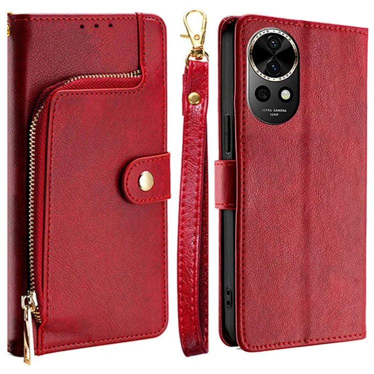 For Huawei nova 12 5G Case PU Leather Zippered Wallet Mobile Phone Stand Cover