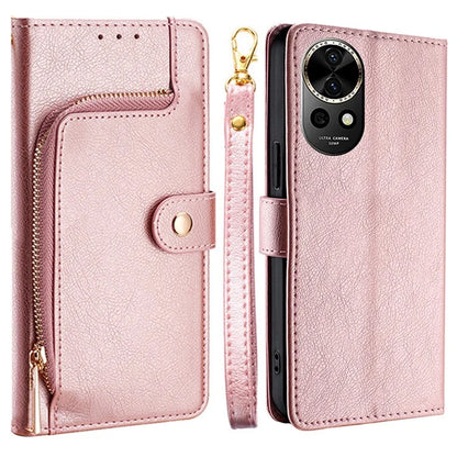 For Huawei nova 12 5G Case PU Leather Zippered Wallet Mobile Phone Stand Cover