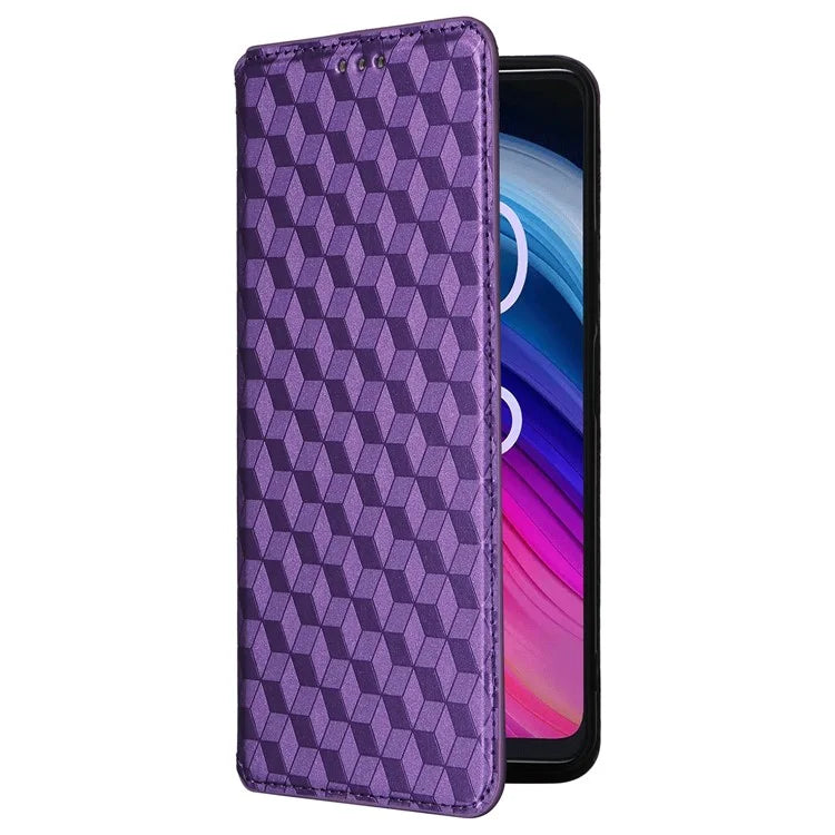For TCL 50 5G Wallet Case Rhombus Pattern Magnetic Closing Leather Phone Cover