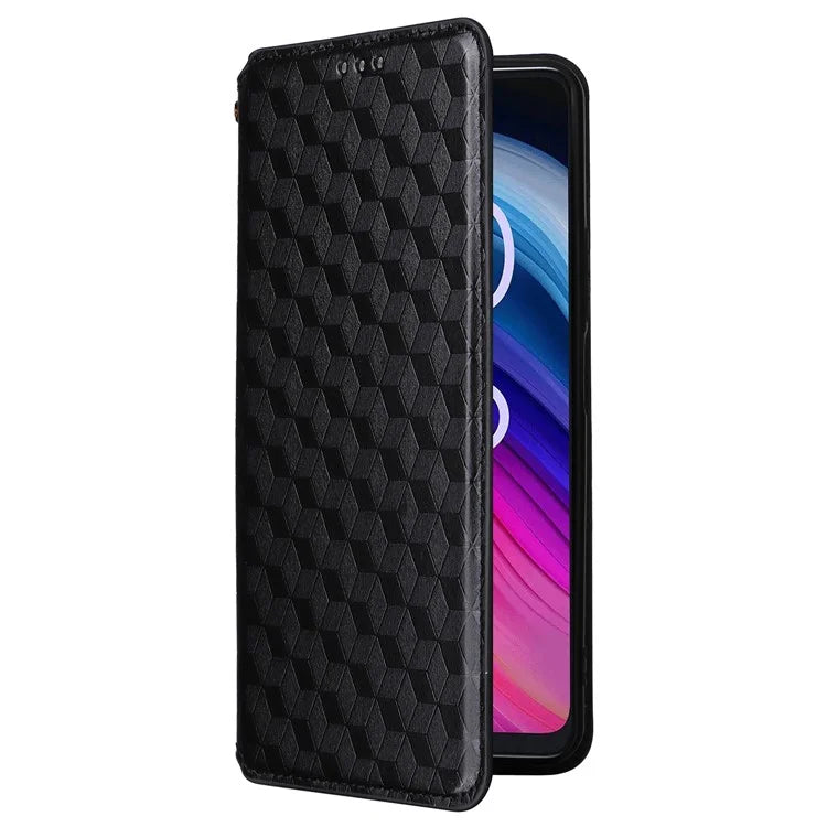 For TCL 50 5G Wallet Case Rhombus Pattern Magnetic Closing Leather Phone Cover