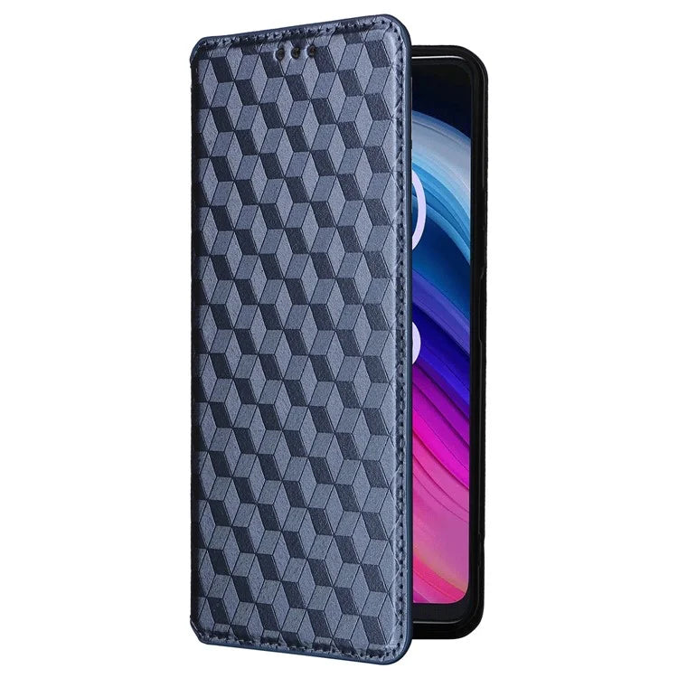 For TCL 50 5G Wallet Case Rhombus Pattern Magnetic Closing Leather Phone Cover