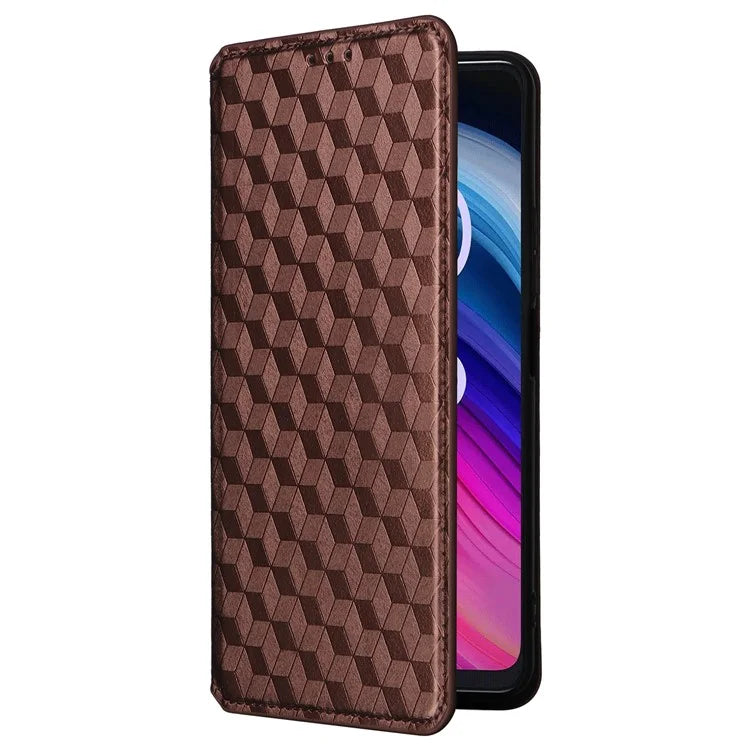 For TCL 50 5G Wallet Case Rhombus Pattern Magnetic Closing Leather Phone Cover