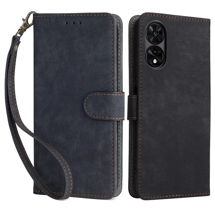 For TCL 50 5G Case RFID Blocking Folio Flip Leather Phone Wallet Cover with Hand Strap