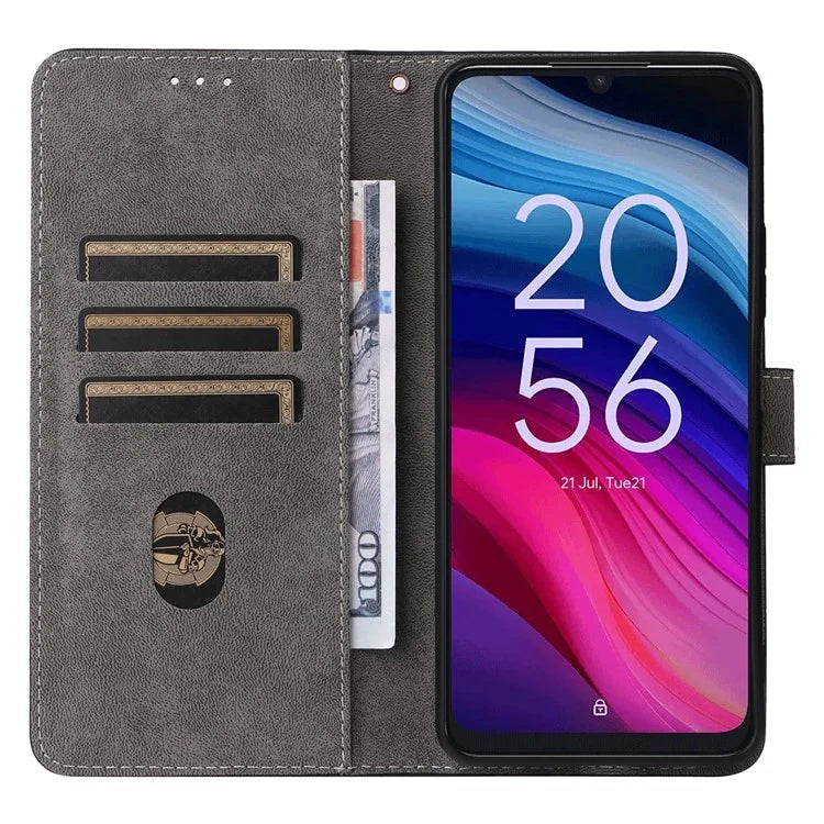 For TCL 50 5G Case RFID Blocking Folio Flip Leather Phone Wallet Cover with Hand Strap