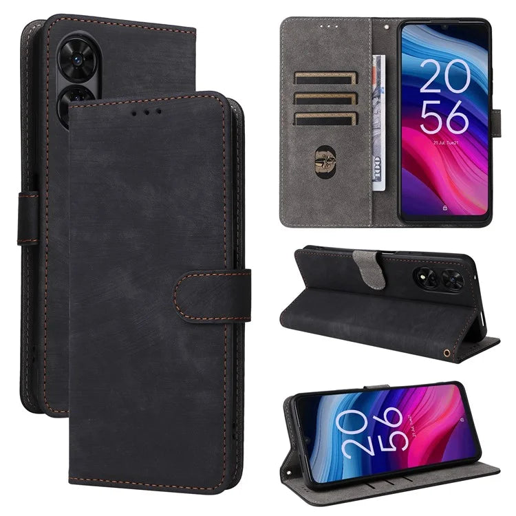 For TCL 50 5G Case RFID Blocking Folio Flip Leather Phone Wallet Cover with Hand Strap
