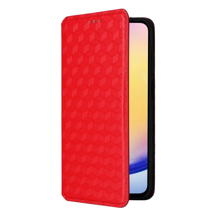 For Samsung Galaxy M55 5G / C55 5G / F55 5G Wallet Case Rhombus Pattern Magnetic Closing Leather Phone Cover