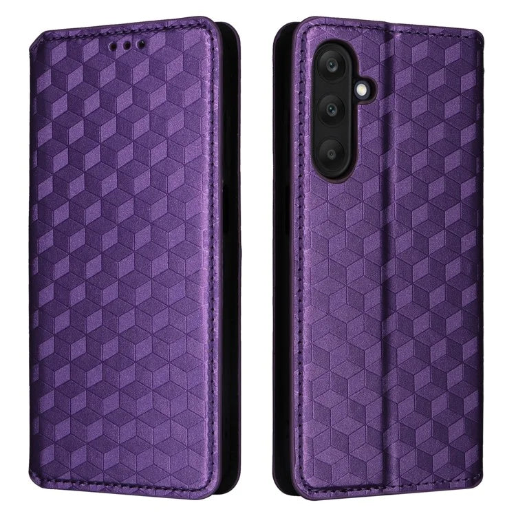 For Samsung Galaxy M55 5G / C55 5G / F55 5G Wallet Case Rhombus Pattern Magnetic Closing Leather Phone Cover