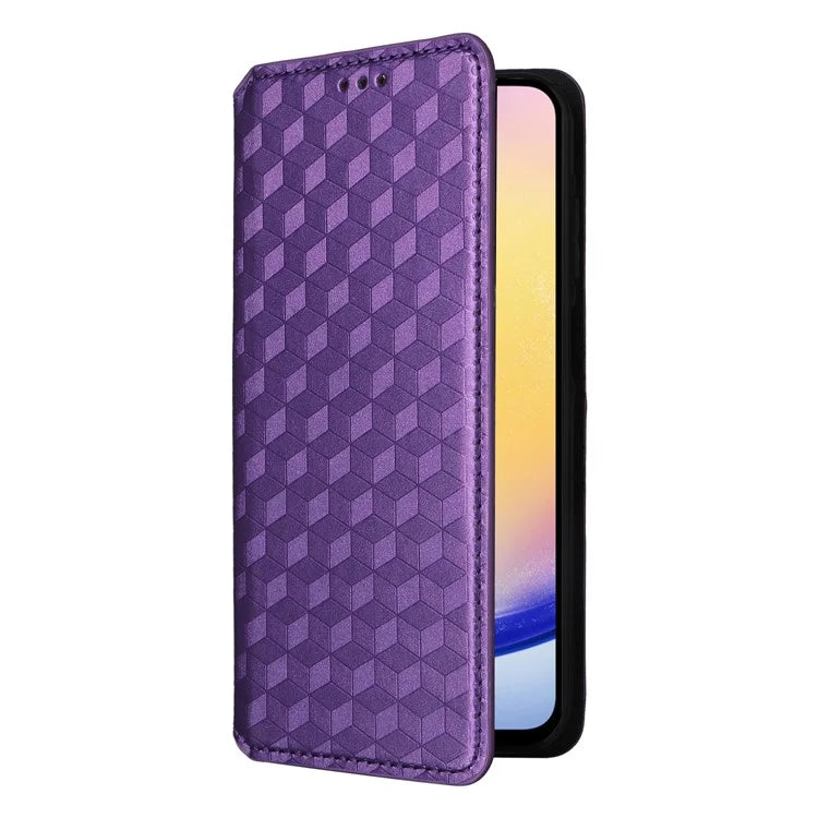 For Samsung Galaxy M55 5G / C55 5G / F55 5G Wallet Case Rhombus Pattern Magnetic Closing Leather Phone Cover