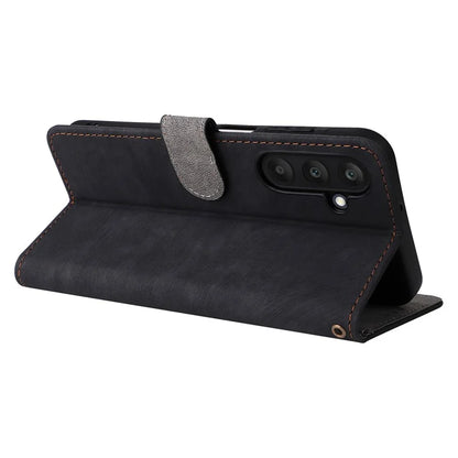 For Samsung Galaxy M55 5G / C55 5G / F55 5G Case RFID Blocking Folio Flip Leather Phone Wallet Cover with Hand Strap