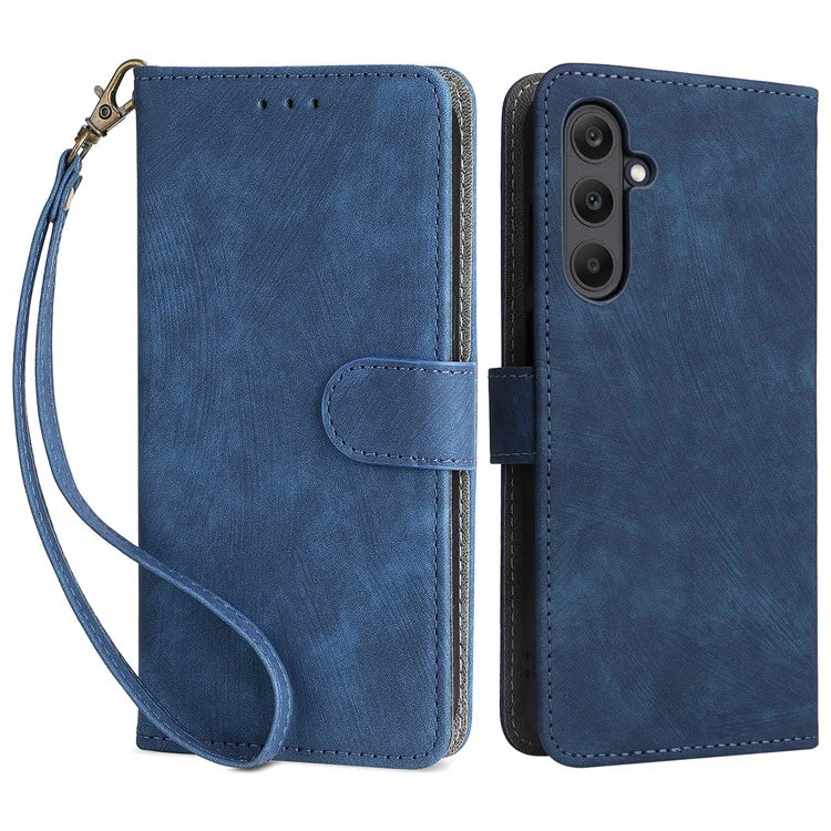 For Samsung Galaxy M55 5G / C55 5G / F55 5G Case RFID Blocking Folio Flip Leather Phone Wallet Cover with Hand Strap