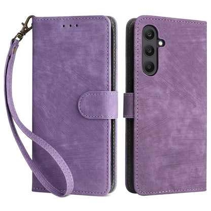 For Samsung Galaxy M55 5G / C55 5G / F55 5G Case RFID Blocking Folio Flip Leather Phone Wallet Cover with Hand Strap
