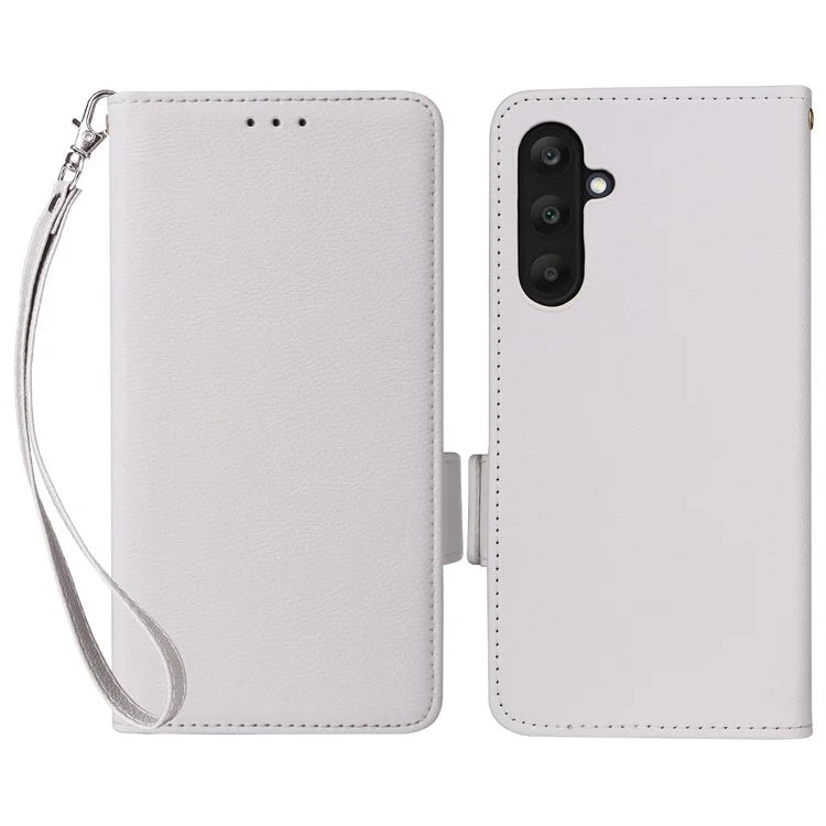 For Samsung Galaxy M55 5G / C55 5G / F55 5G Case Litchi Texture PU Leather Stand Phone Cover with Strap