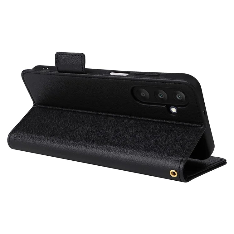 For Samsung Galaxy M55 5G / C55 5G / F55 5G Case Litchi Texture PU Leather Stand Phone Cover with Strap
