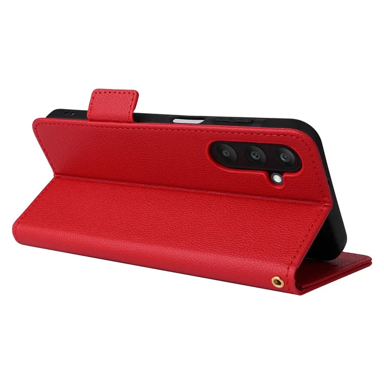 For Samsung Galaxy M55 5G / C55 5G / F55 5G Case Litchi Texture PU Leather Stand Phone Cover with Strap