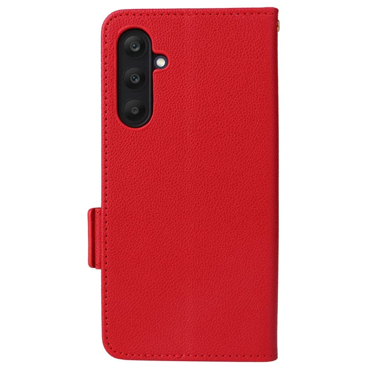 For Samsung Galaxy M55 5G / C55 5G / F55 5G Case Litchi Texture PU Leather Stand Phone Cover with Strap