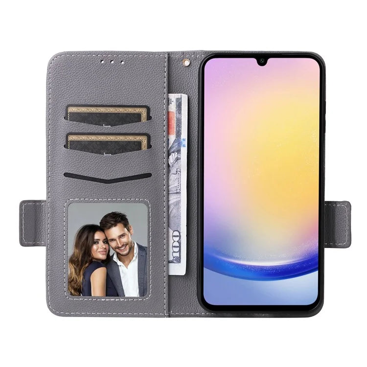 For Samsung Galaxy M55 5G / C55 5G / F55 5G Case Litchi Texture PU Leather Stand Phone Cover with Strap